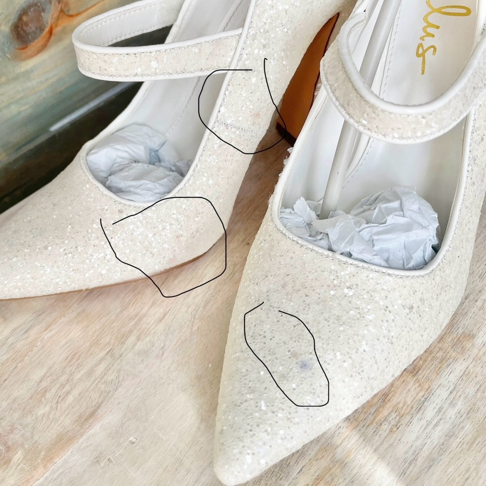 Lulu’s Luiz MOD White Glitter Pointed-Toe Pumps 9 - Picture 7 of 8